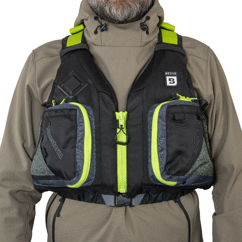 Bluestorm Motive Kayak Fishing Vest - Hi-Vis - S/M [BS-248-HVS-S/M]