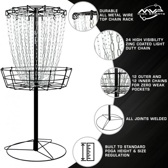 MVP Black Hole Practice 24-Chain Disc Golf Basket